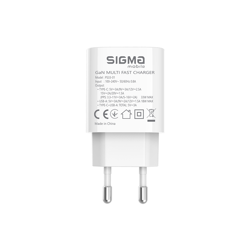 Порты Sigma mobile X-power PS33-01 Sigma mobile X-power PS33-01 — два порта USB-C и USB-A